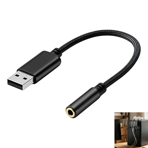 Adaptador USB Jack 3.5mm, Tarjeta Sonido Externa USB con Entrada y Salida TRRS, Soporta 24 Bit 96 KHz, Convertidor USB a Auxiliar para Auriculares y Micrófono para PC Portátil Mac Linux PS5 PS4 Switch