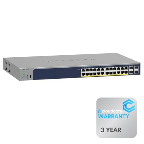 Image of NETGEAR GS728TP 24-Port Smart Switch | 16 x PoE + 8 x 𝐏𝐨𝐄+ | 4 x SFP | Rack-Mountable | Cloud Care's 3-Year Warranty SupportPlus Included