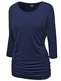 Made By Johnny MBJ WT822 Womens 3/4 Sleeve with Drape Top M Navy