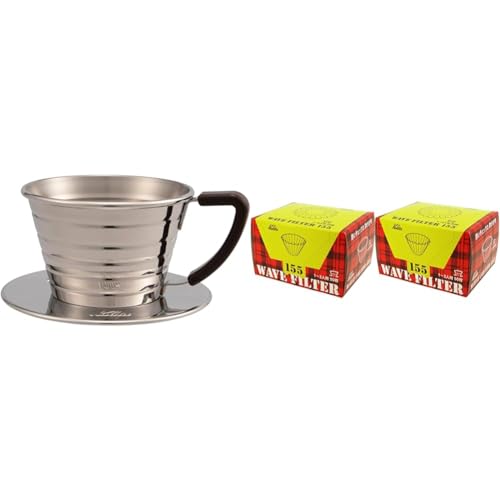【セット買い】カリタ Kalita コーヒー ドリッパー ウェーブシリーズ ステンレス製 1~2人用 日本製 ウェーブドリッパー155S ドリップ 器具 喫茶店 カフェ アウトドア キャンプ + 【Amazon.co.jp限定】 カリタ(Kalita) コ