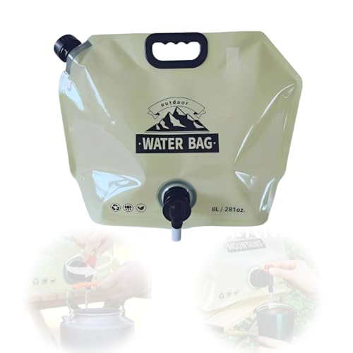 JYNVO Tanica Acqua con Rubinetto 8L, Taniche per Acqua, Contenitore dell'Acqua Pieghevole, Borsa Porta Acqua Pieghevole, per Escursioni, Campeggio, Barbecue