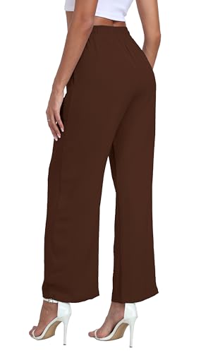 LIGHTBACK Calça feminina de perna larga com bolsos folgada casual confortável com cordão para trabal