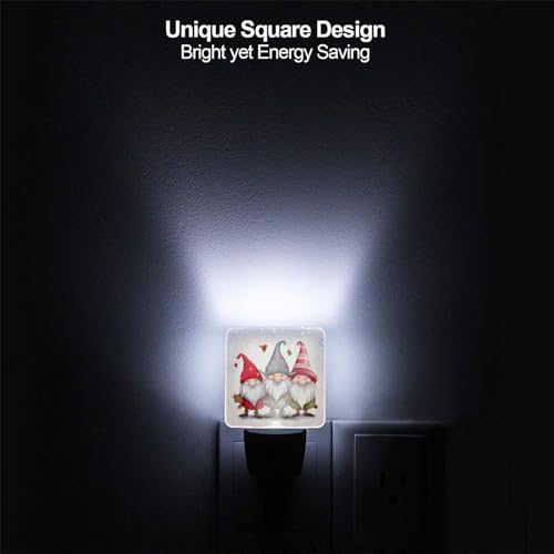Image of Gnomes Christmas LED Plug-in Night Light 2-Pack, Auto Sensor Retro Postcard Nightlights Set of 2 for Bedroom Bathroom Hallway