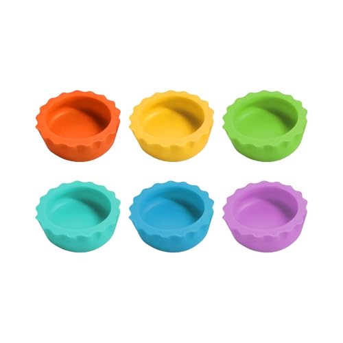 6pcs Mini Silicone Reptile Water Bowl and Tortoise Food Bowl, Colorful Reptile Water Dish and Feeding Dish for Gecko Tarantula Spider Small Lizards Millipede Small Animal Feeding Bowls