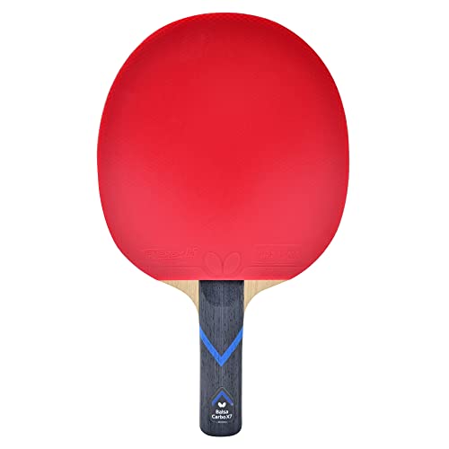 Image of Butterfly TB7 Pro-Line Table Tennis Racket Combo - Assembled with Rozena 2.1 Rubbers - Ilueight Ping Pong Paddle Case Included, Red and Black