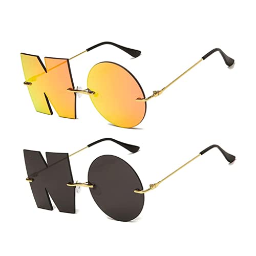 Image of ENTHYI Letter NO Party Rimless Irregular Design Sunglasses For Men /Women UV400 Streetwear Eyewears