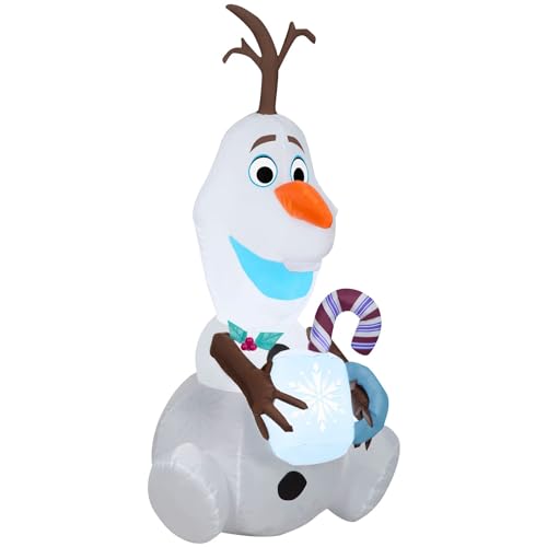 Gemmy 4 Ft Airblown Inflatable Frozen Olaf Holding Hot Cocoa Disney Christmas Decoration