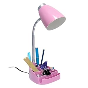 Simple Designs LD1002-PNK Gooseneck Organizer iPad Tablet Stand Book Holder Desk Lamp, 6.5 x 6.5 x 18.5 (Pack of 1), Pink