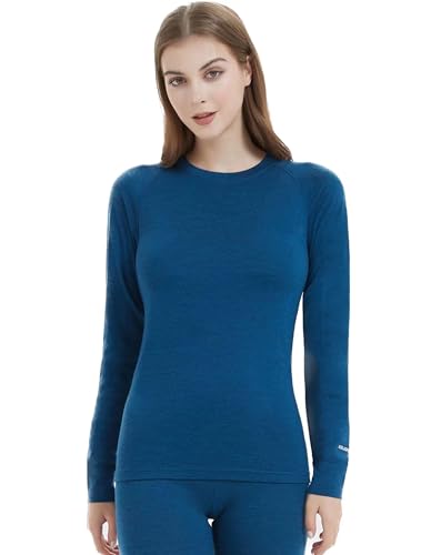 Iguana Womens 100% Merino Wool Base Layer Top for Ski Lightweight Thermal Underwear Shirts