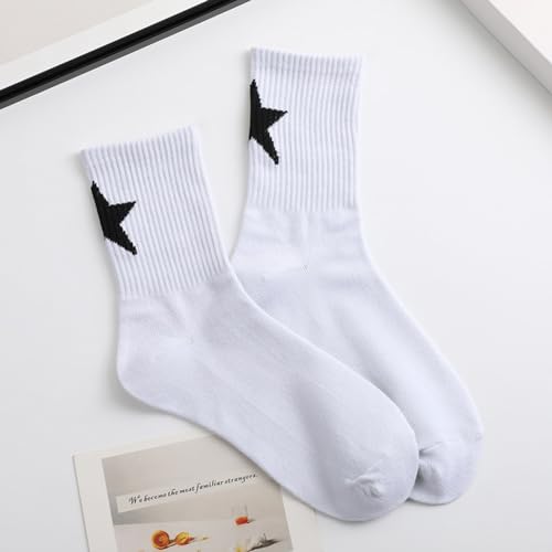 2Packs Black White Men Funny Cotton Ankle Socks Novelty Cotton Socks Cool Spider Web/Star/Bone Printed3