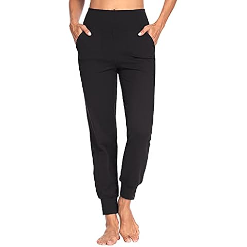MOVE BEYOND Butterweiche Jogginghose für Damen mit 4 Taschen Aktiv-Jogginghose mit hoher Taille Workout Yoga Lounge Hose, Schwarz, XL Cover