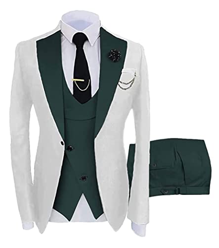Mens One Button Wedding Suits 3 PC Notch Lapel Blazer Vest Pants Set Formal Suits Groom Tuxedos4