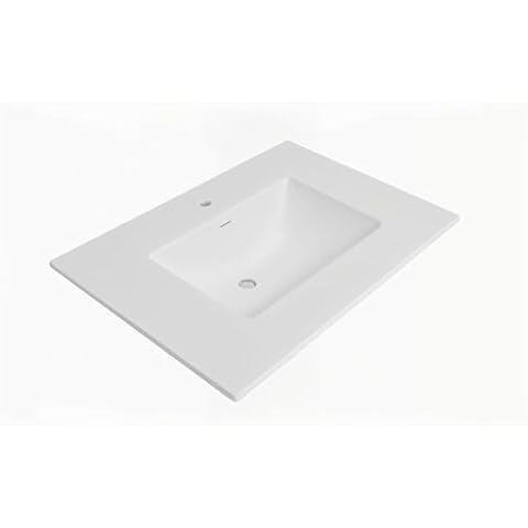 25"/31"/37" Solid Surface Resin Streamline Vanity Top with Sink-Durable, Consistent Color, Easy-to-Clean, Built-in Overflow, Single-Hole Faucet Mount (37"W x 22"D) Cover