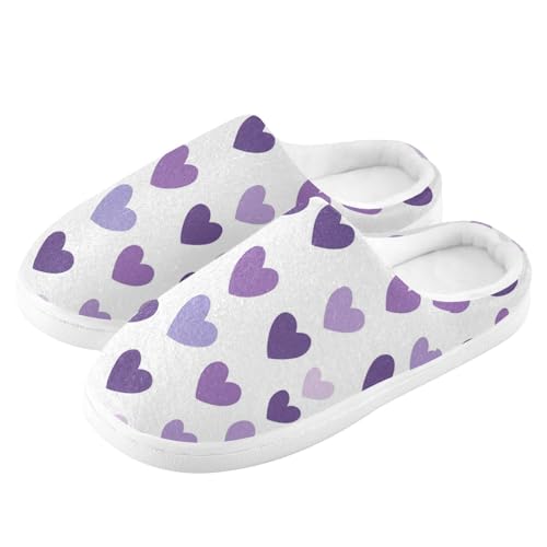JUNZAN Purple Hearts Day Purple Hearts Women Home Cotton Slippers Comfort Memory Foam Foam Slippers for Bedroom Birthday Presents 6-74