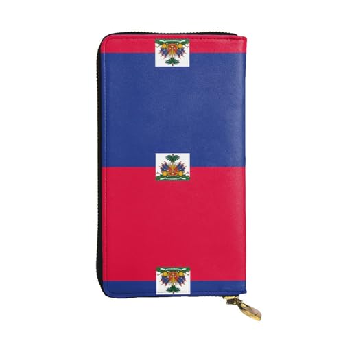 Portefeuille de voyage portable drapeau haïtien en cuir long