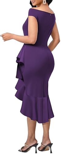 Image of SxClub Elegant Dress for Women Sexy 3 /4 Sleeve Business Knee Length Dresses Fishtail Zipper Belt