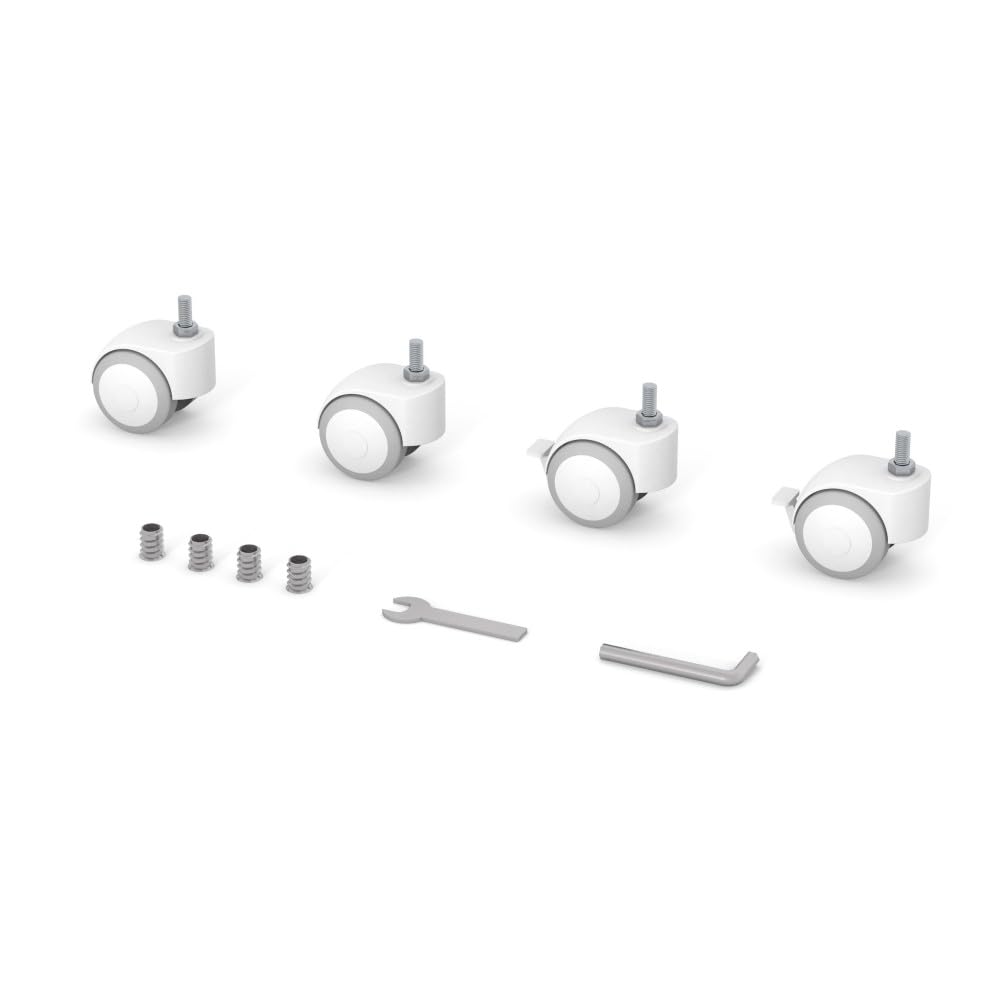 Veres Veres Lot de 4 roulettes pivotantes pour lit de bébé Blanc