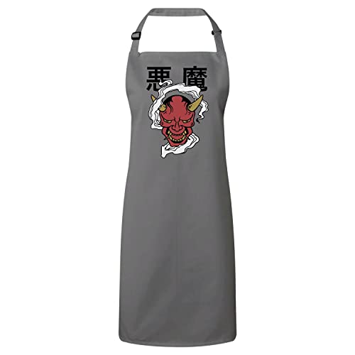 Tablier cuisine Akuma style manga japonais en coton premium noir