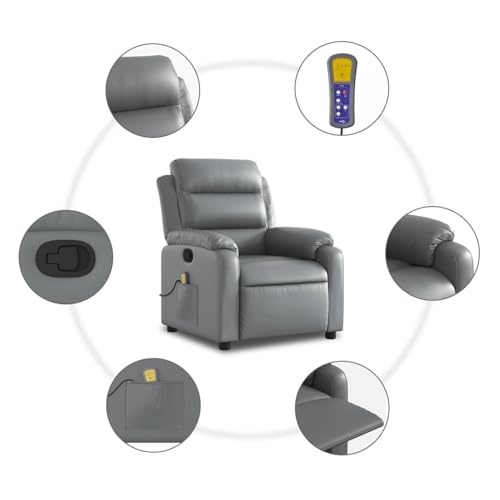 Tidyard Massagesessel Relaxsessel Grau Kunstleder, Armlehnensessel Relaxsessel TV-Sessel Fernsehsessel für Wohnzimmer Schlafzimmer3206162 – Bild 7