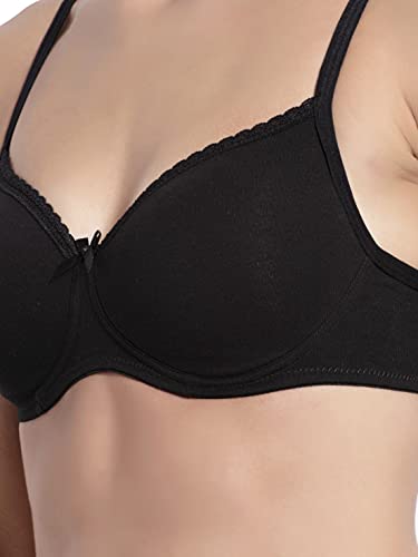 Image of Jockey 1723 Women Wirefree Padded Super Combed Cotton Elastane Stretch Medium Coverage T-Shirt Bra with Lace Styling