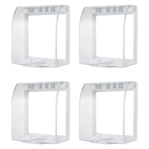 Mipcase 4Pcs Socket Cover Power Supply Protector Transparent Light Box Outlet Cover for Indoor Outdoor Use Easy Installation Durable and Sturdy Design for Electrical