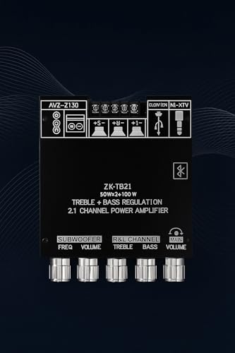Image of ZK TB21(CAAV-AP-09)2.1 Channel Digital Amplifier Board with USB 2x50W+100W Power Output, TPA3116 Amplifier Board Bluetooth Enabled, Black PCB, DC 12-24V Input