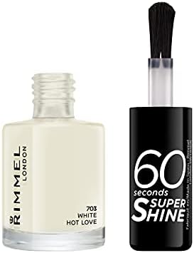 Rimmel London 60 Seconds Super Shine Nail Polish, 703 White Hot Love, 8 ml