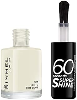 Rimmel London 60 Seconds Super Shine Nail Polish, 703 White Hot Love, 8 ml