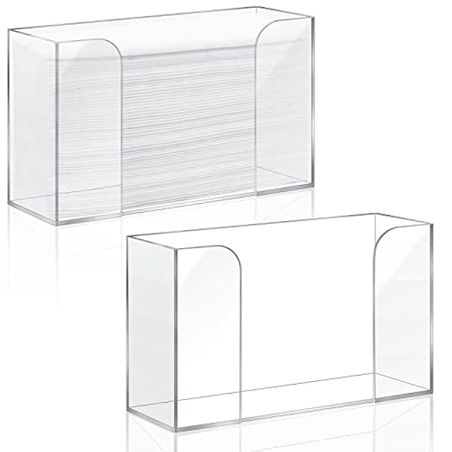 Deekin 2 Pcs Acrylic Paper Towel Dispenser Countertop Paper Towel Holder, Clear Trifold Guest Napkin Dispenser for Z-fold, C-fold or Multifold paper holder for Bathroom Toilet and Kitchen