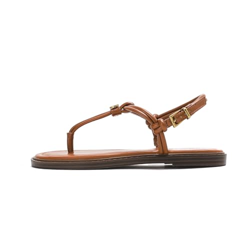 Stratuxx Kaze Women's T-Strap Flat Thong Sandals Adjustable Ankle Buckle - image 5