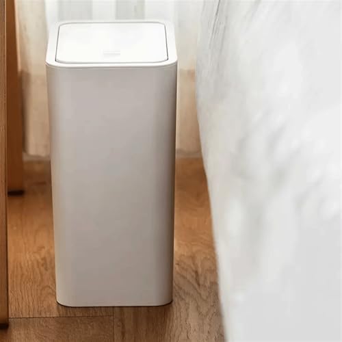 Caneca de basura de plástico 8.5L con tapa blanca miniatura 6