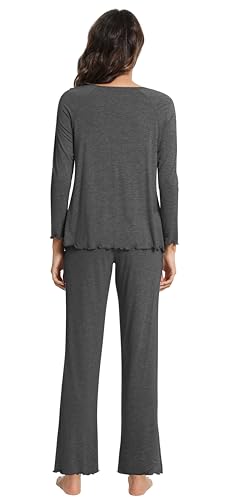 WiWi Viscose from Bamboo Pajama Sets for Women Soft Pjs Loungewear Short Sleeve Top with Pants Sleepwear Pajamas S-XXL2