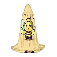 PHAYAH Yellow Bee Pattern Hooded Poncho Unisex Christmas Hoodie For Cosplay Halloween Costume Party Masquerade Small