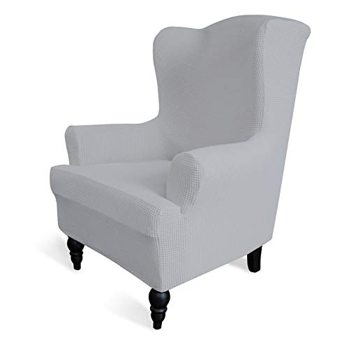 Image of Easy-Going Stretch Wingback Chair Sofa Slipcover Silver Gray