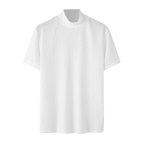 Generic Men Mock Turtleneck Tshirt Ribbed High Collar Short Sleeve Pullover Tops Spring Summer Basic Fitted Muscle Undershirt3