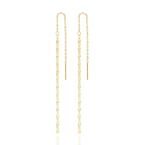 YUEELF Kiss Chain Duster Earrings for Women 14K Gold Plated Short Dangle Threader Earrings Hypoallergenic Tassel Fashion Jewelry Gifts 4.3 Inch