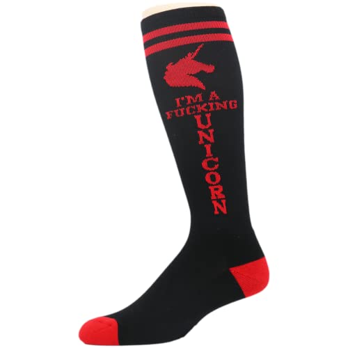Black and Red Super Unicorn Knee-High Fitness Socks2