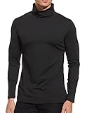 SIMIYA Mens Turtleneck Long Sleeve Shirts, Slim Fit Thermal Turtleneck for Men Basic Lightweight Thermal Underwear Top Black