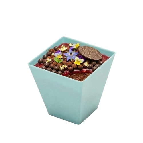Image of Restaurantware 2-OZ Mini Kova Dessert Tumbler Cup - Elegant Square Powder Pink Plastic Cups: Perfect for Serving Desserts and Snack Samples - Limited Edition - Disposable and Eco-Friendly - 100-CT