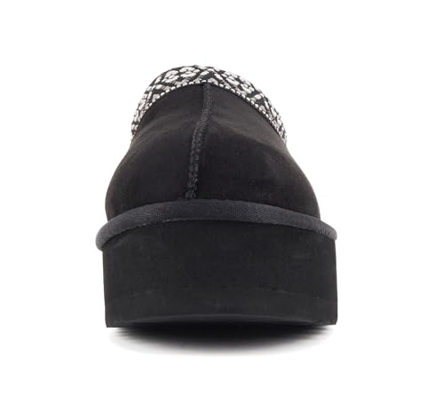 Image of Soda inchEagle inch ~ Women Round Toe Slip-On Flatform Lug Sole Sherpa-lined Slipper with Stitch Details