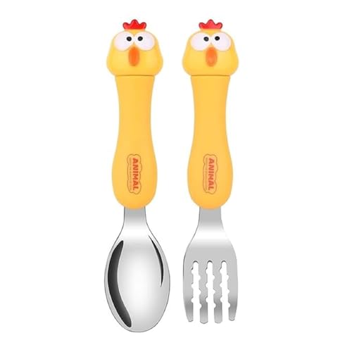 Image of Travel Spoon & Fork Set Children Portable Tableware Toddler Utensils Kids Spoon & Fork Set with Travel Case Pack of 1 - Random Design and Color