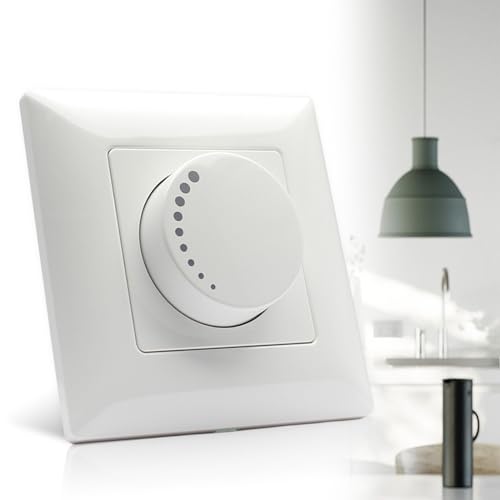 Aicharynic Regulador de intensidad LED con botón giratorio, 5 – 300 W, empotrable, 110 – 240 V, regulador de intensidad para bombillas LED con función de protección de sobrecarga para bombillas LED