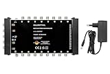 GALLUNOPTIMAL Profi-Multischalter 5×16 – 1 Satellit für 16 Teilnehmer – Quad/Quattro tauglich (22 kHz) – Terrestrik aktiv, regelbar – externes Netzteil – Digital/HDTV/FullHD/3D/4K/8K/UHD