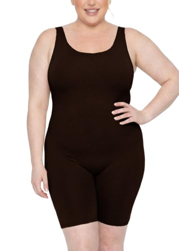 Image of STRETCH IS COMFORT Womens Plus Size Tank Unitard Athletic Rompers For Women