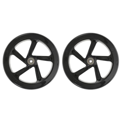 PACKOVE Ruedas de Repuesto para Patinete de 180 Mm en Poliuretano Negro Rodamiento, Ruedas Silenciosas Alta Elasticidad para Scooter y Accesorios de Movilidad Deportiva