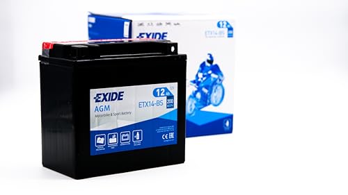 EXIDE BIKE ETX14-BS BATTERIA MOTO SCOOTER QUAD 12V 12AH CCA-EN 200 YTX14-BS