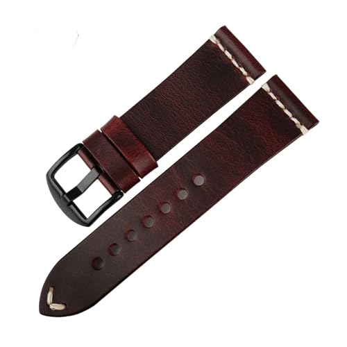 Bracelet de montre en cuir cire d'huile vintage bleu 20mm 22mm 24mm compatible Omega