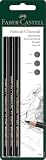 FABER-CASTELL - Matite a carboncino Pitt senza grasso, set da 3 pezzi