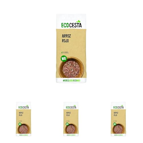 ECOCESTA MEJOR CADA DIA - Arroz Rojo Ecológico - 500 g - Apto para el Consumo Vegano - Ayuda a Mejorar el Tránsito Intestinal - Propiedades Antioxidantes y Saciantes (Paquete de 4)