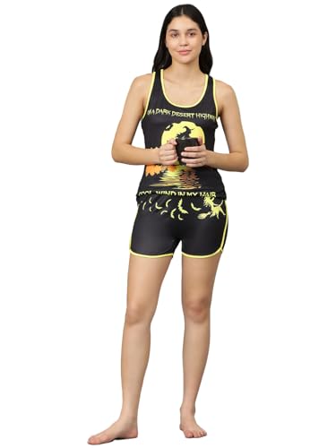 Image of KOTTY Women's Printed Satin Night Suit Shirt & Pyjama Set